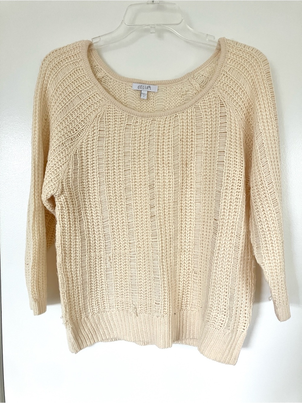 dELiA*s Open-Weave 3/4 Length Sweater